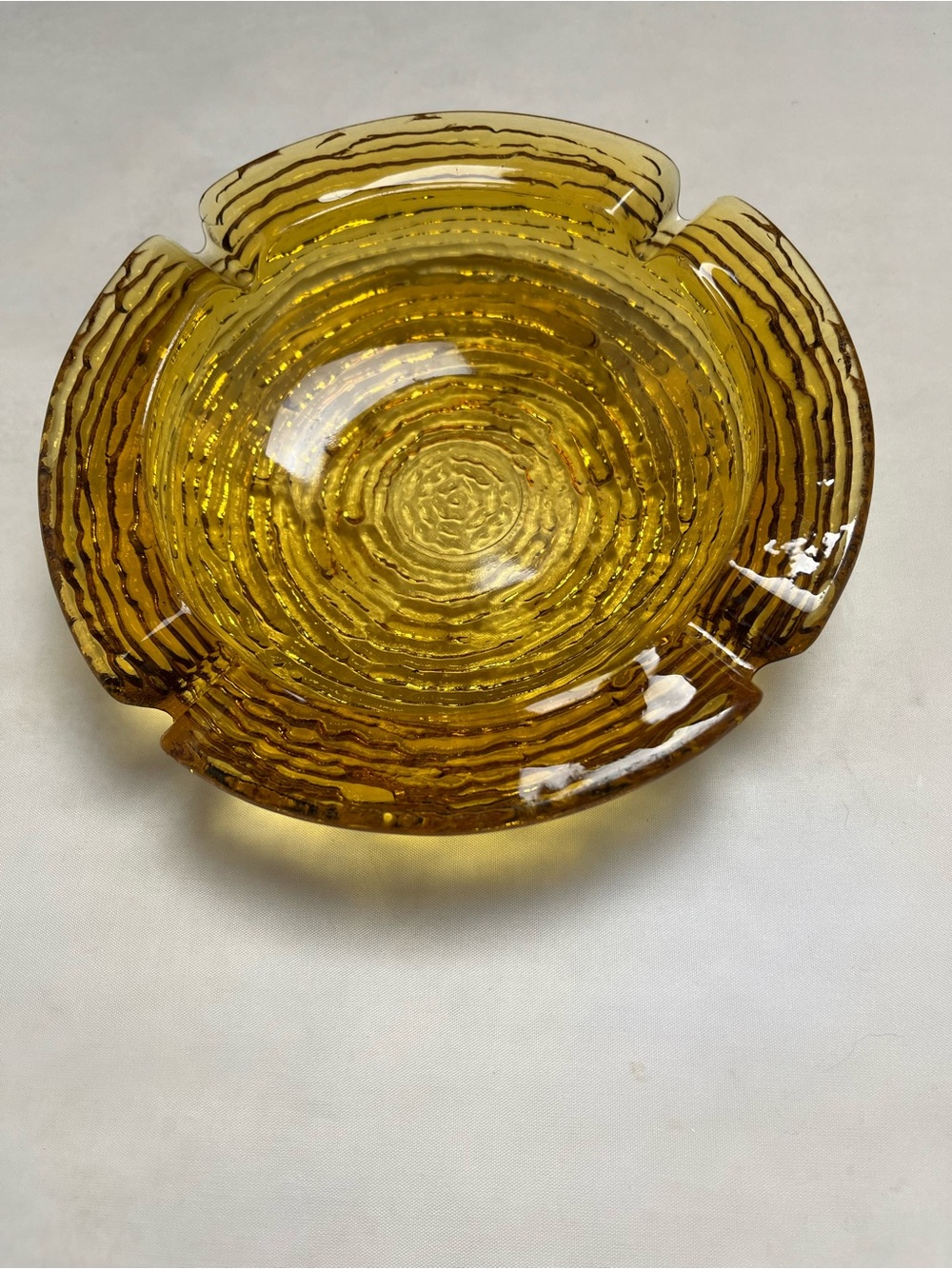 Vintage Anchor Hocking Soreno Amber Glass Ashtray MCM